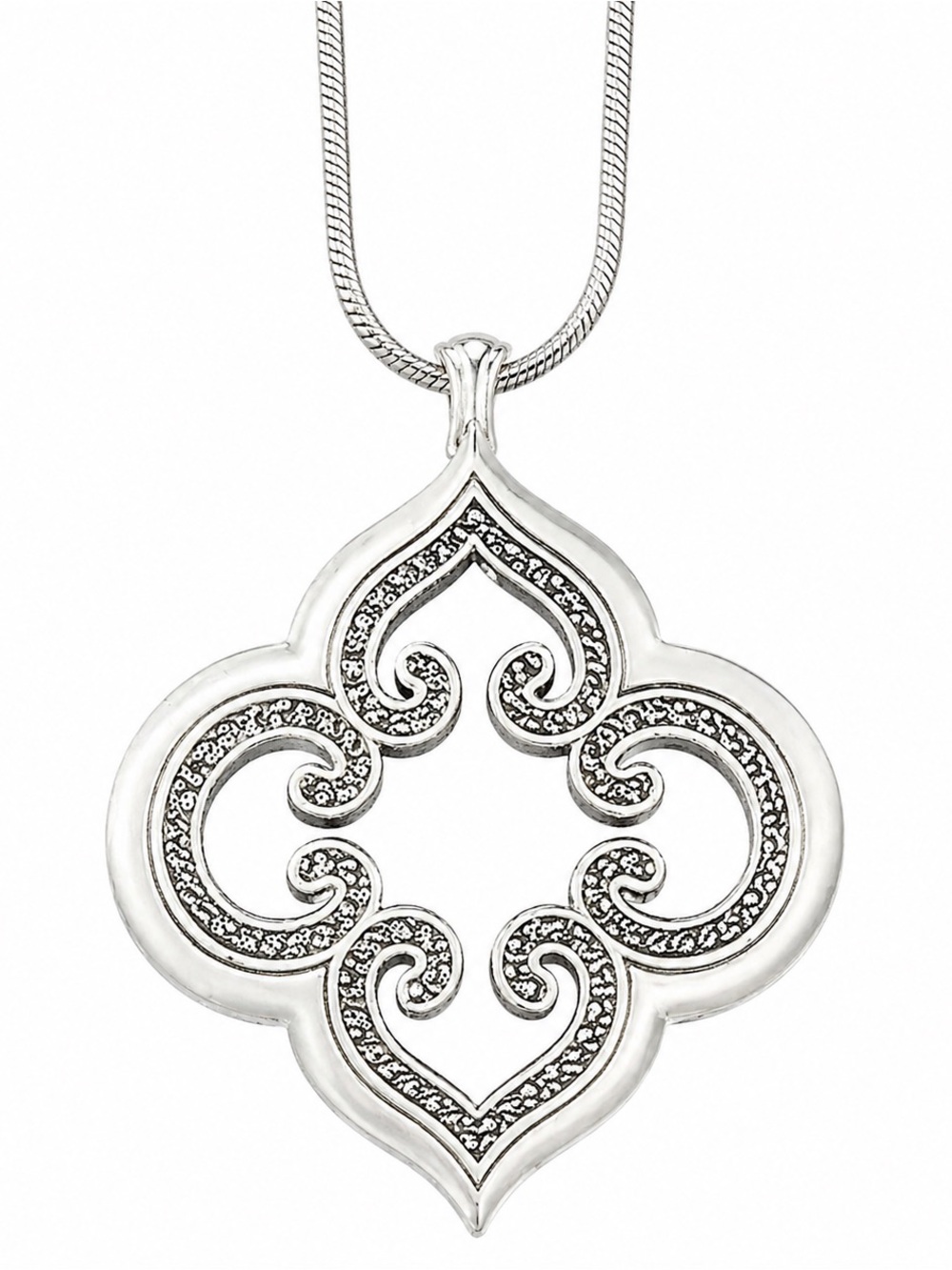 Brighton Toledo Long Necklace Reversible Silver 24” Pendant + Extender